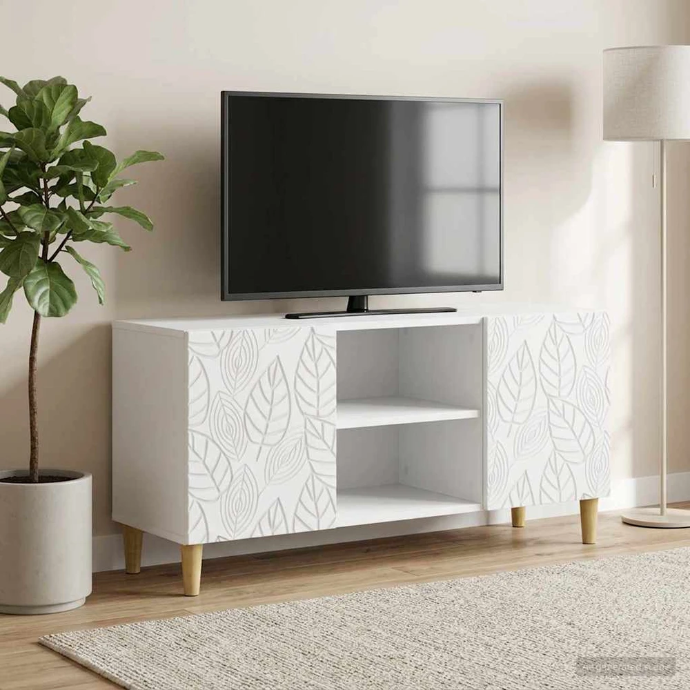 TV staliukas Televizoriaus spintelė 102 x 34,5 x 50 cm Balta
