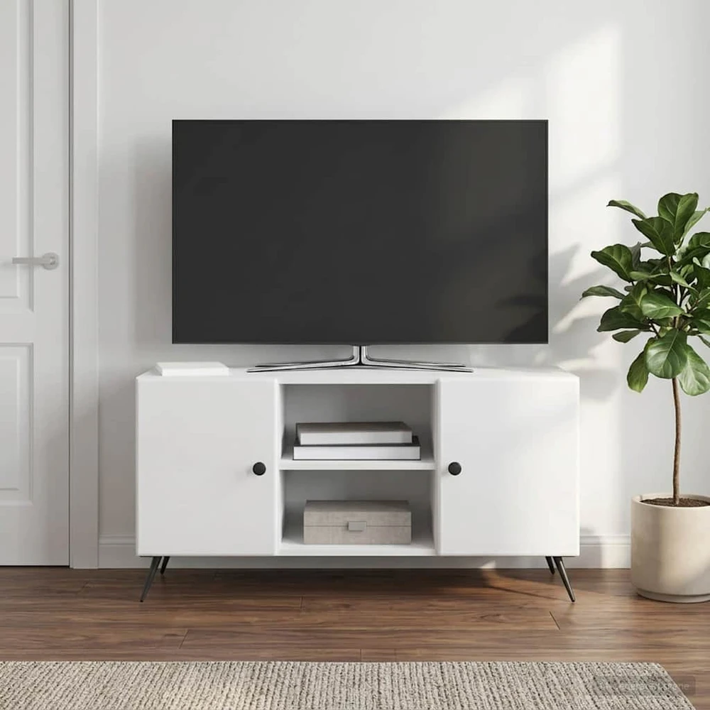 TV staliukas Televizoriaus spintelė 102 x 34,5 x 50 cm Itin blizgi balta