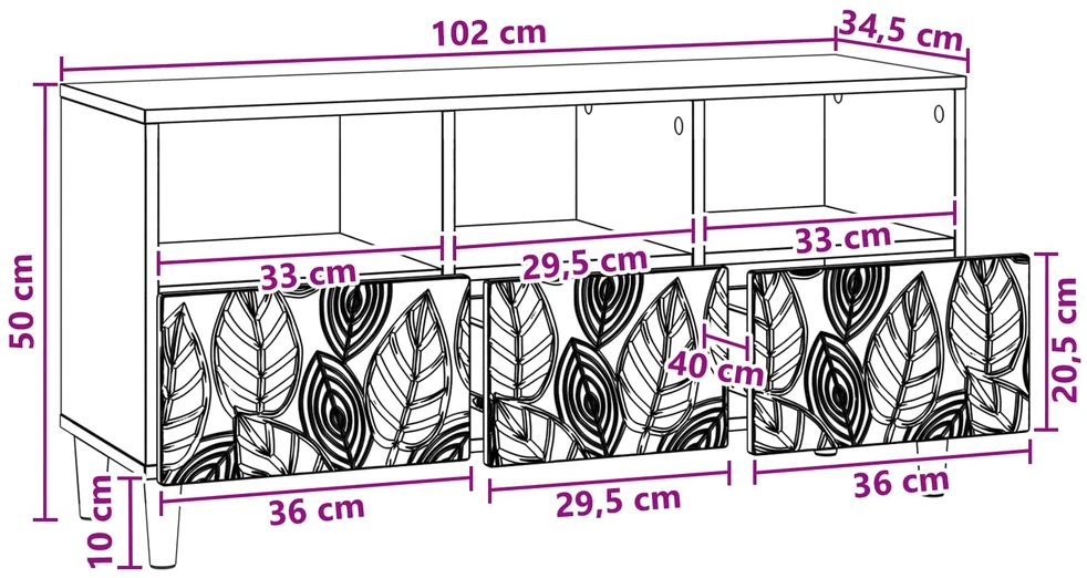 TV staliukas Televizoriaus spintelė 102 x 34,5 x 50 cm Juoda