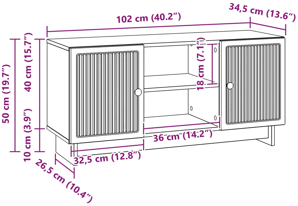 TV staliukas Televizoriaus spintelė 102 x 34,5 x 50 cm Betono pilka
