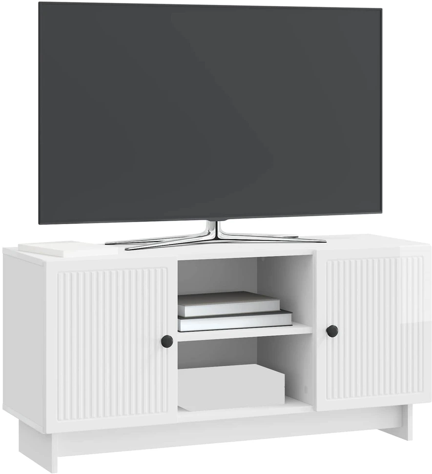 TV staliukas Televizoriaus spintelė 102 x 34,5 x 50 cm Itin blizgi balta