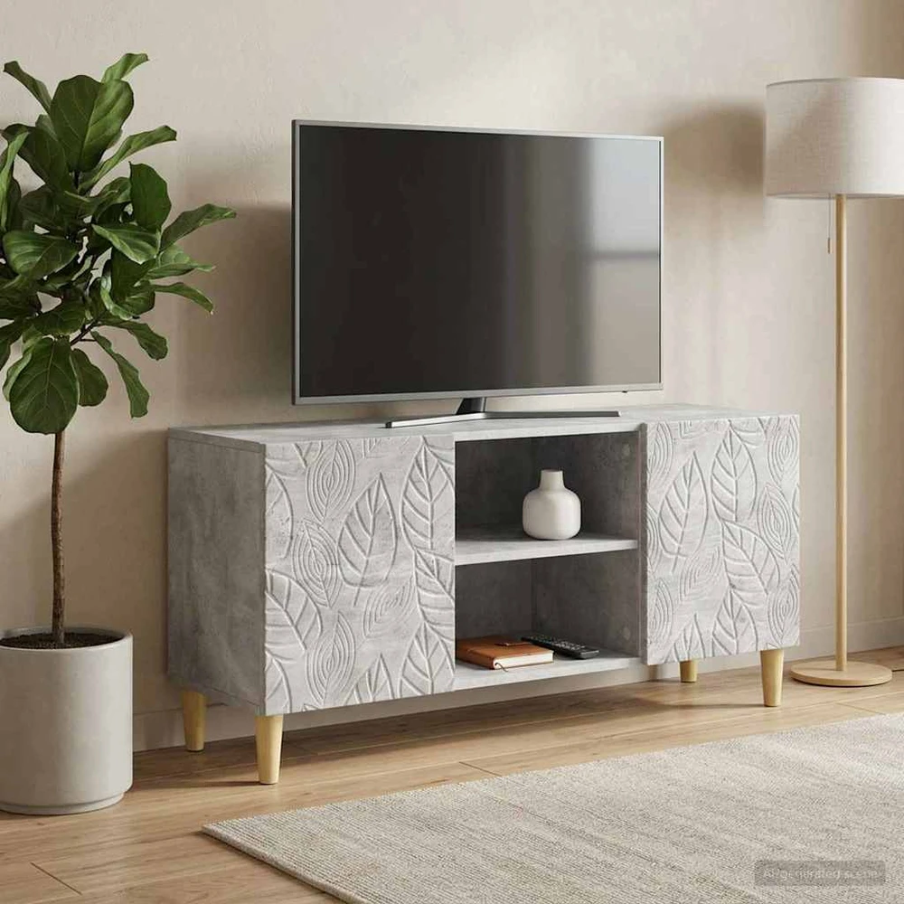 TV staliukas Televizoriaus spintelė 102 x 34,5 x 50 cm Betono pilka