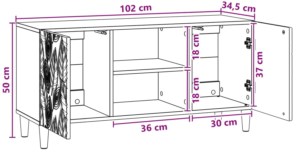 TV staliukas Televizoriaus spintelė 102 x 34,5 x 50 cm Itin blizgi balta