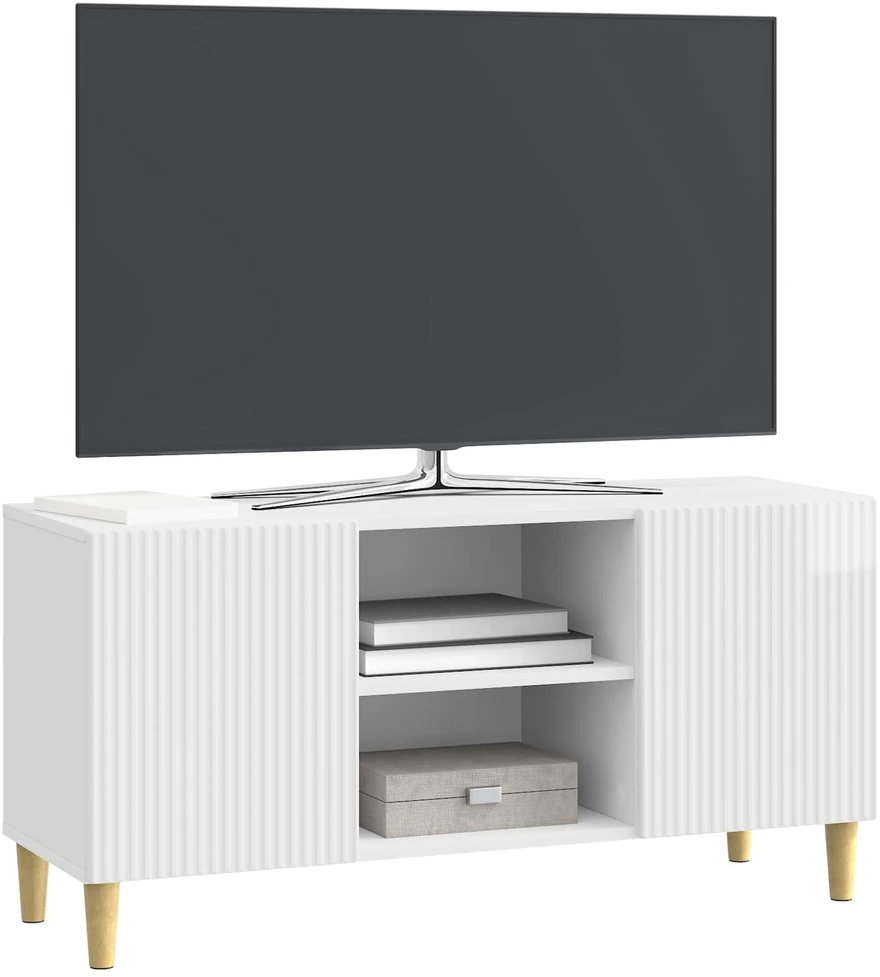 TV staliukas Televizoriaus spintelė 102 x 34,5 x 50 cm Itin blizgi balta