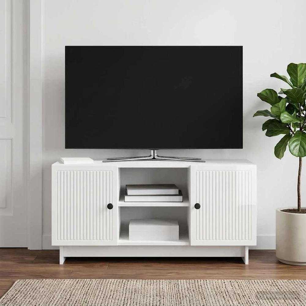TV staliukas Televizoriaus spintelė 102 x 34,5 x 50 cm Itin blizgi balta
