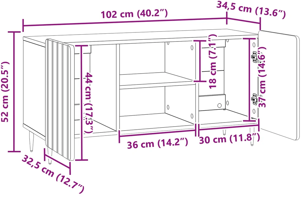 TV staliukas Televizoriaus spintelė 102 x 34,5 x 52 cm Itin blizgi balta