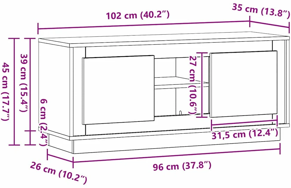 TV staliukas Televizoriaus spintelė 102 x 35 x 45 cm Amatininkų ąžuolas