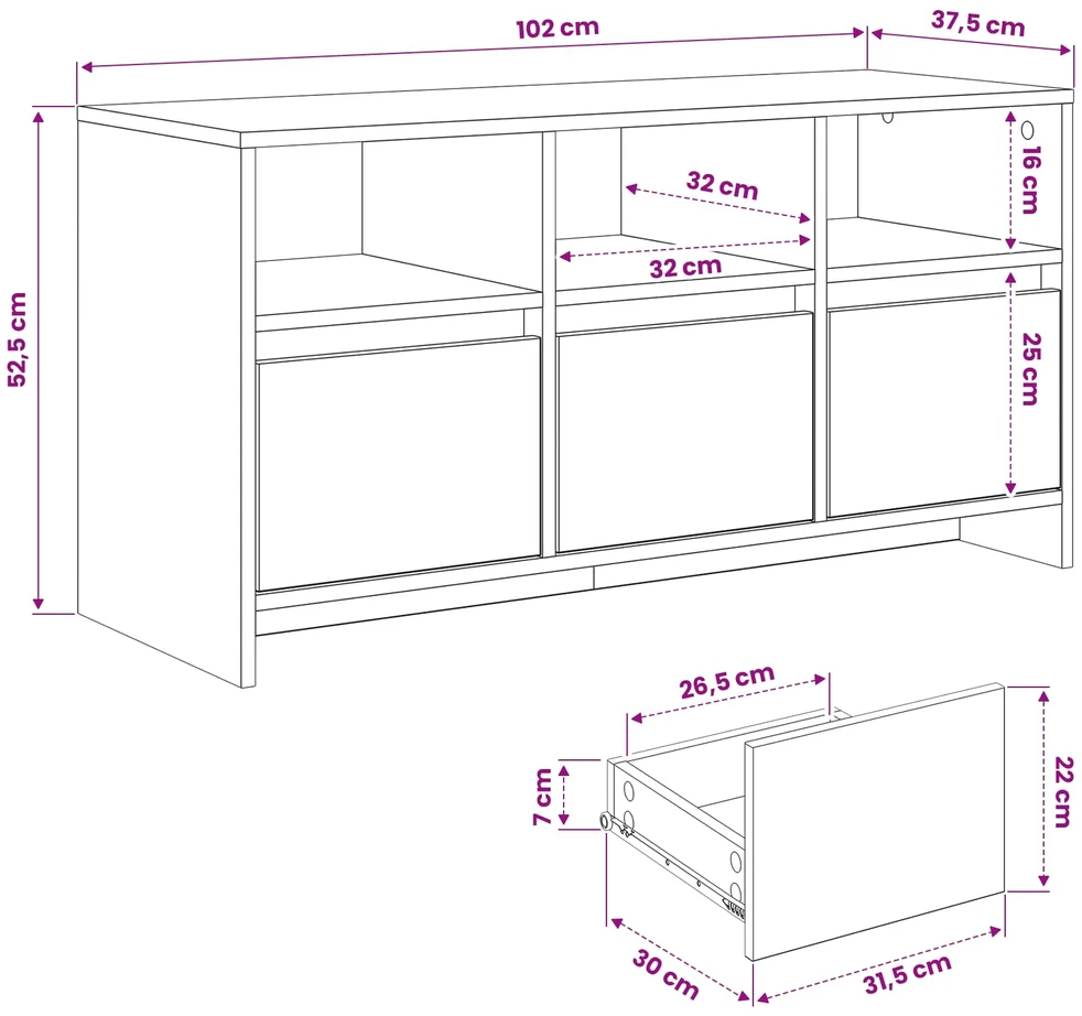 TV staliukas Televizoriaus spintelė 102 x 37,5 x 52,5 cm Juodojo ąžuolo