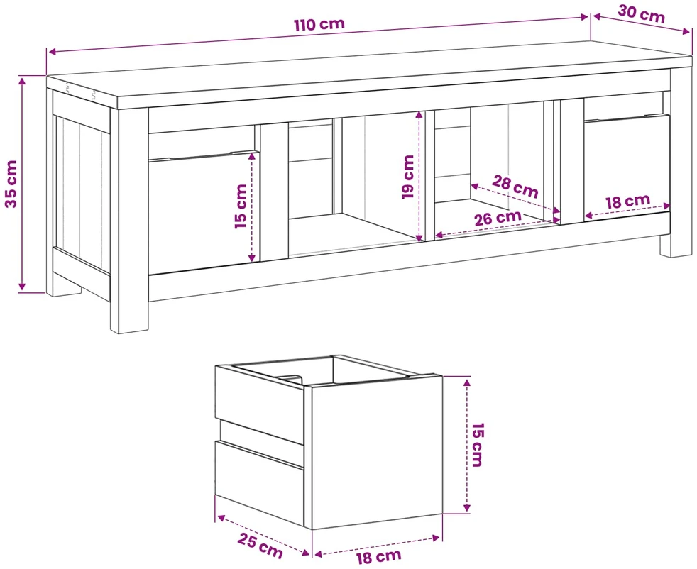 TV staliukas Televizoriaus spintelė 110 x 30 x 35 cm Natūrali