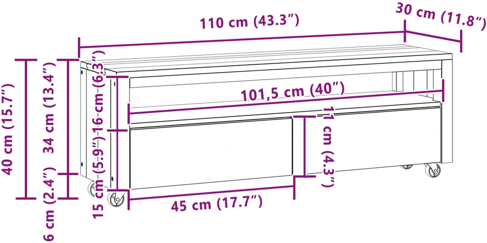 TV staliukas Televizoriaus spintelė 110 x 30 x 40 cm Natūrali