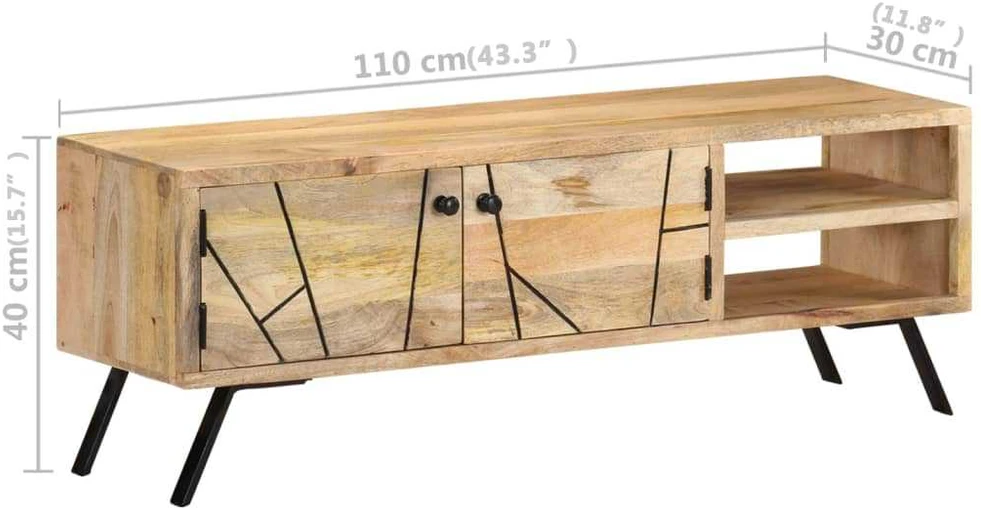 TV staliukas Televizoriaus spintelė, 110x30x40cm, mango medienos masyvas