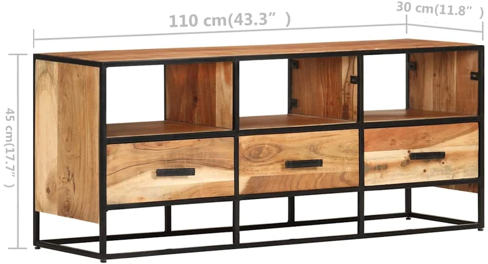 TV staliukas Televizoriaus spintelė, 110x30x45cm, akacijos medienos masyvas