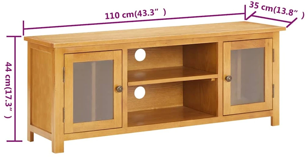 TV staliukas Televizoriaus spintelė, 110x35x44cm, ąžuolo medienos masyvas