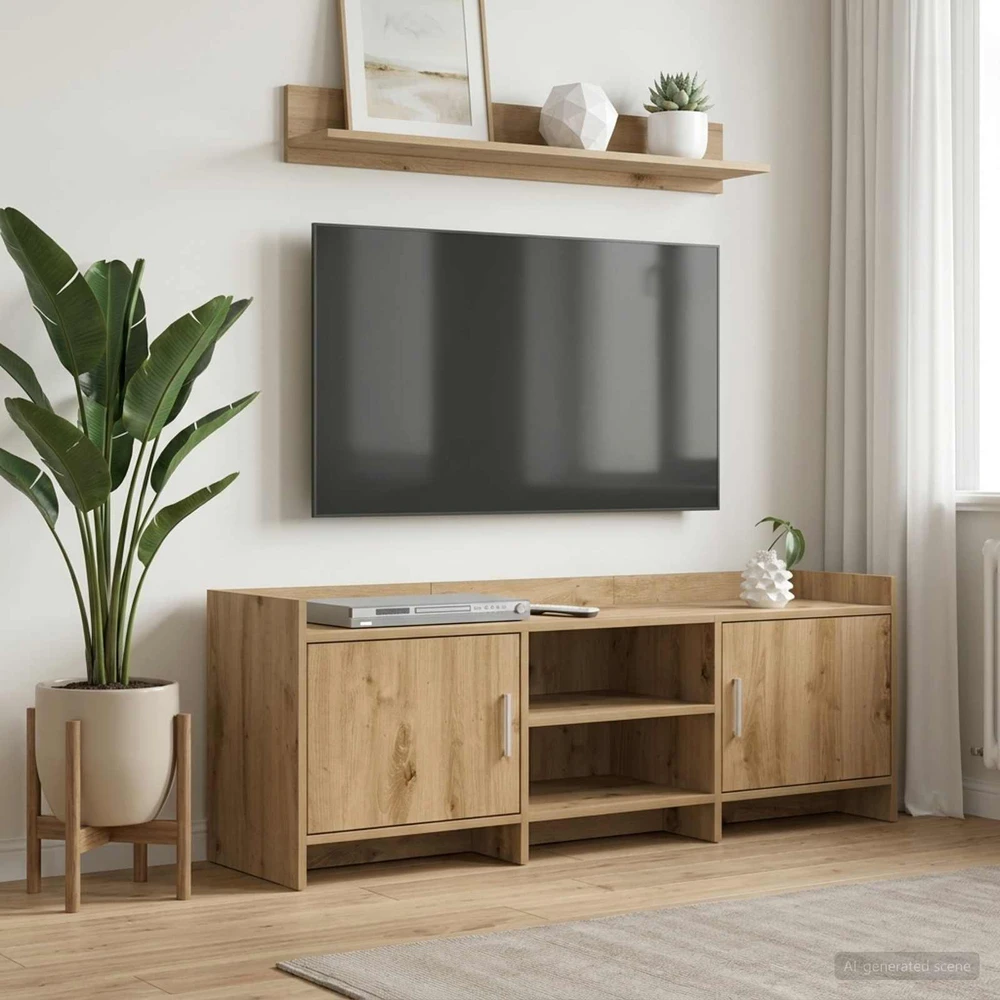 TV staliukas Televizoriaus spintelė 130 x 33 x 47 cm Artisano ąžuolo