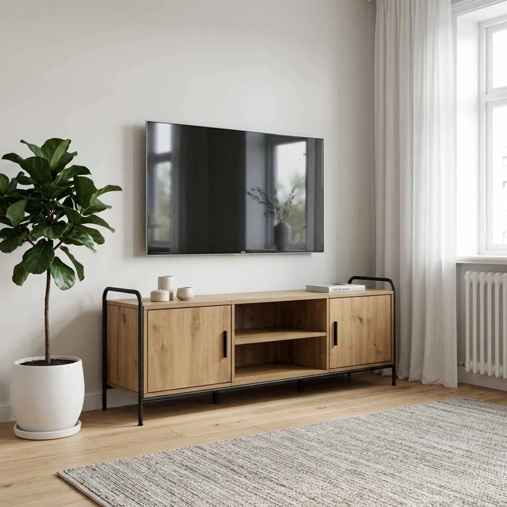 TV staliukas Televizoriaus spintelė 133 x 33 x 50 cm Artisano ąžuolo