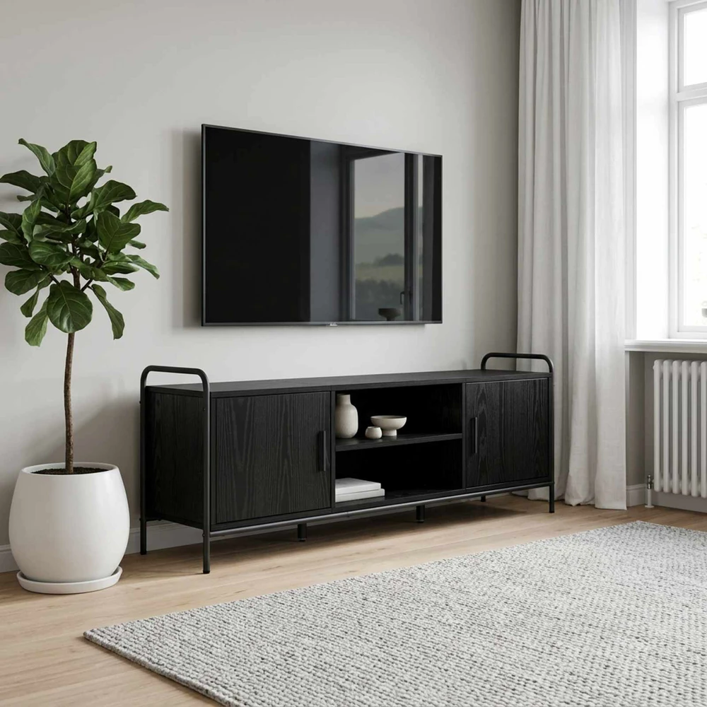 TV staliukas Televizoriaus spintelė 133 x 33 x 50 cm Juodojo ąžuolo