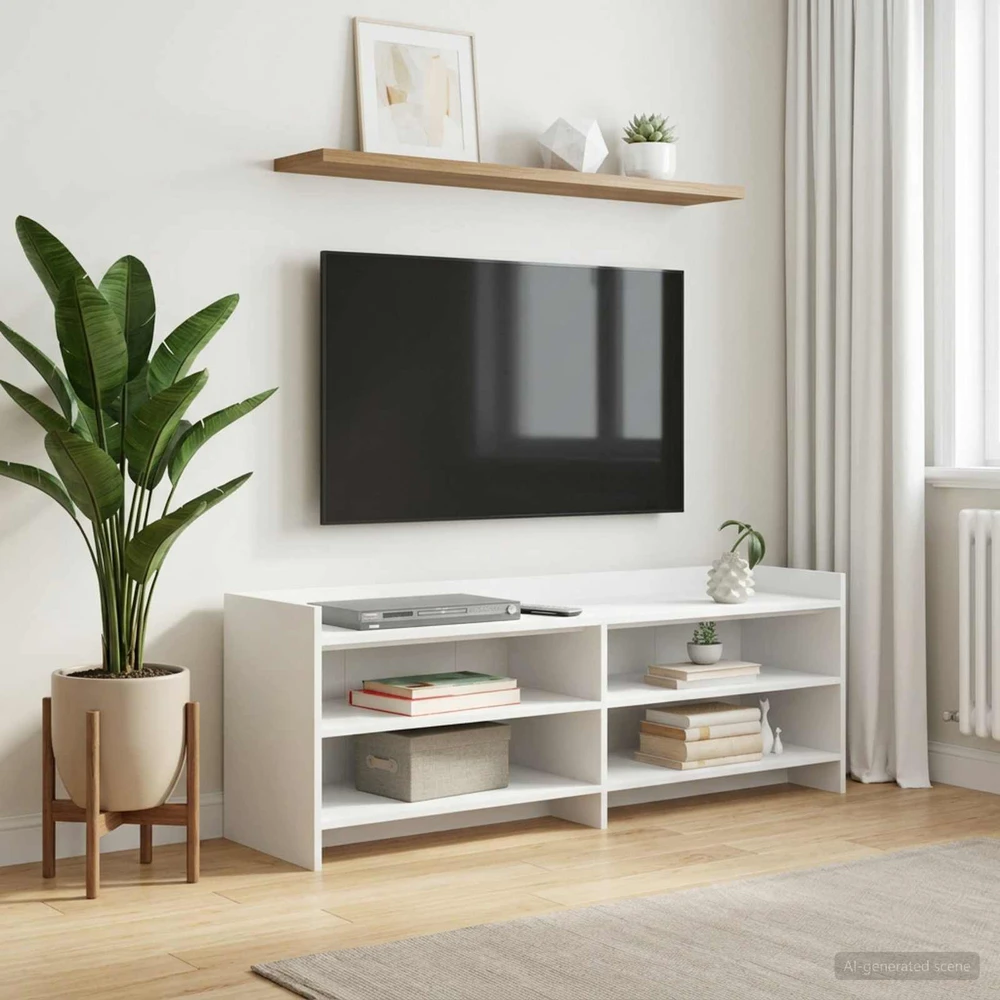 TV staliukas Televizoriaus spintelė 135 x 33 x 47 cm Balta Apdirbta mediena