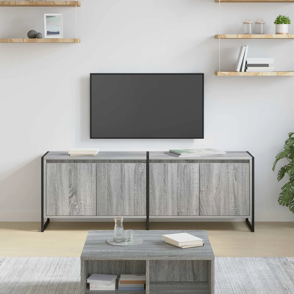 TV staliukas Televizoriaus spintelė 140 x 36 x 49.5 cm Pilkas Sonoma