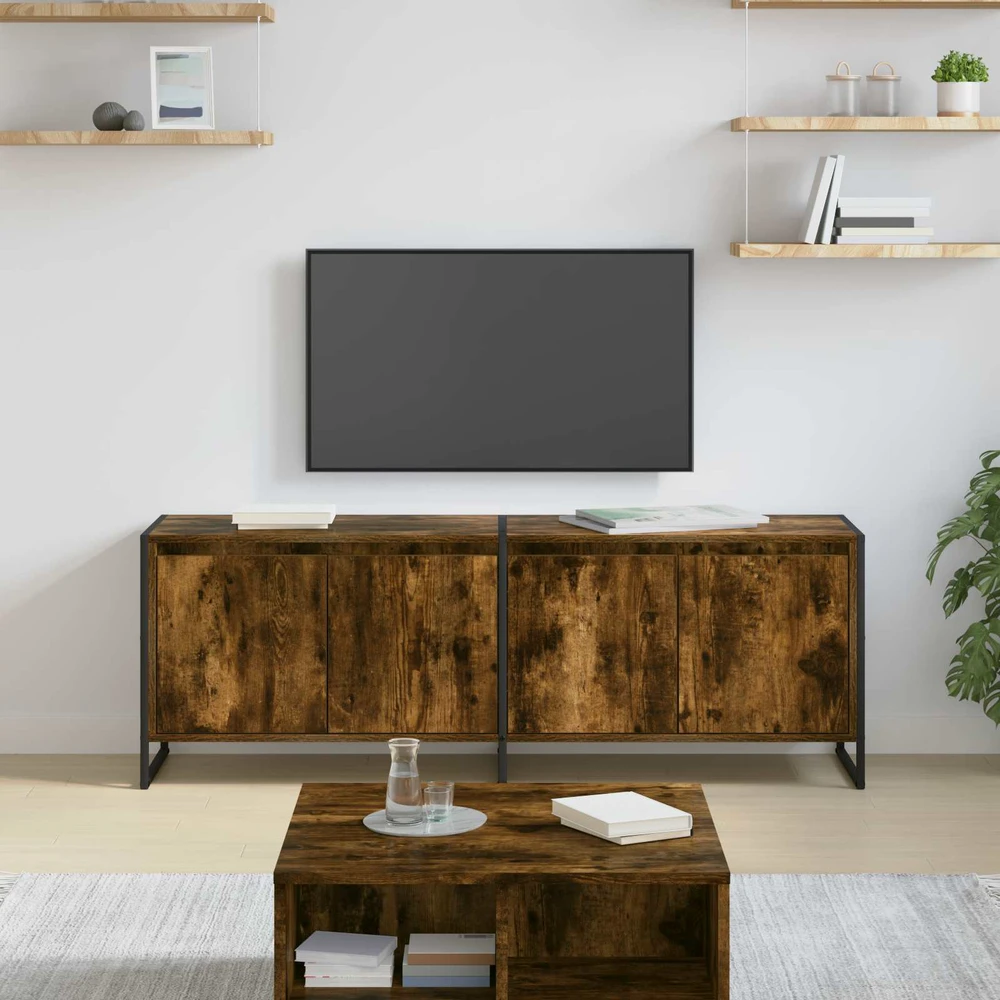 TV staliukas Televizoriaus spintelė 140 x 36 x 49.5 cm Dūminis ąžuolas