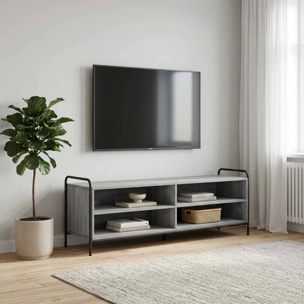 TV staliukas Televizoriaus spintelė 140 x 39,5 x 50 cm Pilka Sonoma