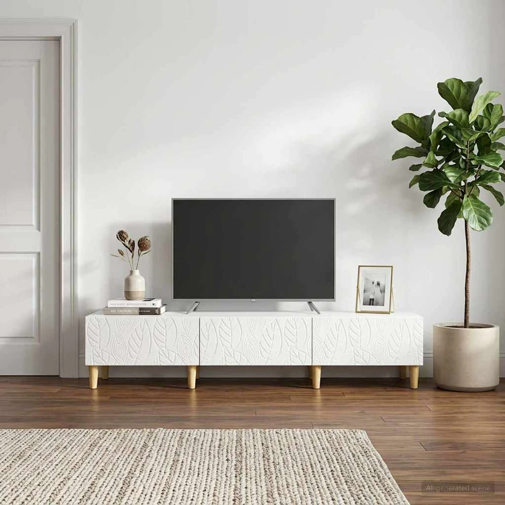 TV staliukas Televizoriaus spintelė 147 x 34,5 x 30 cm Itin blizgi balta