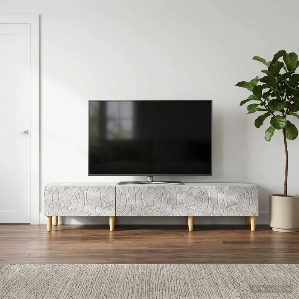 TV staliukas Televizoriaus spintelė 147 x 34,5 x 30 cm Betono pilka