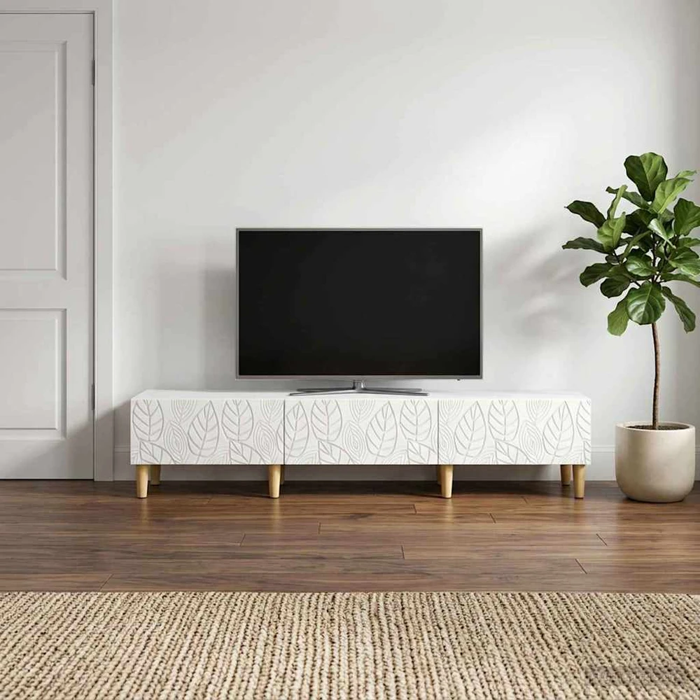 TV staliukas Televizoriaus spintelė 147 x 34,5 x 30 cm Balta