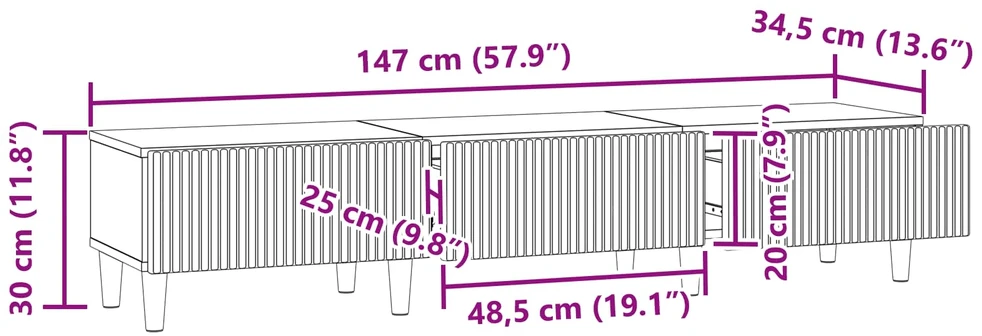 TV staliukas Televizoriaus spintelė 147 x 34,5 x 30 cm Juoda