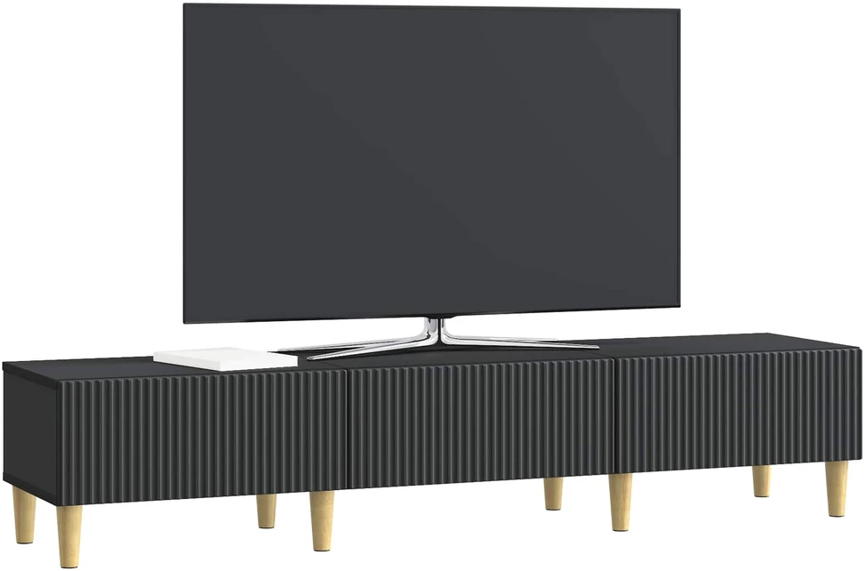 TV staliukas Televizoriaus spintelė 147 x 34,5 x 30 cm Juoda