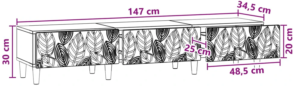 TV staliukas Televizoriaus spintelė 147 x 34,5 x 30 cm Betono pilka