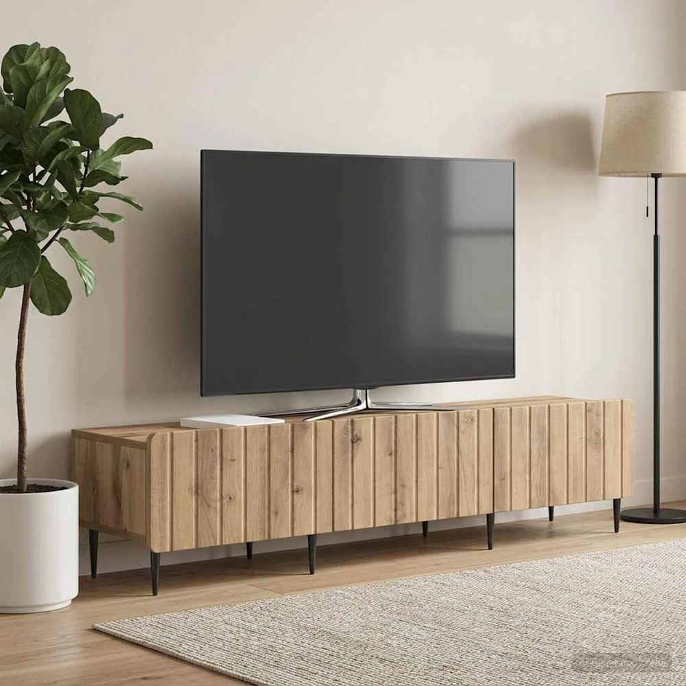 TV staliukas Televizoriaus spintelė 147 x 34,5 x 32 cm Artisano ąžuolo