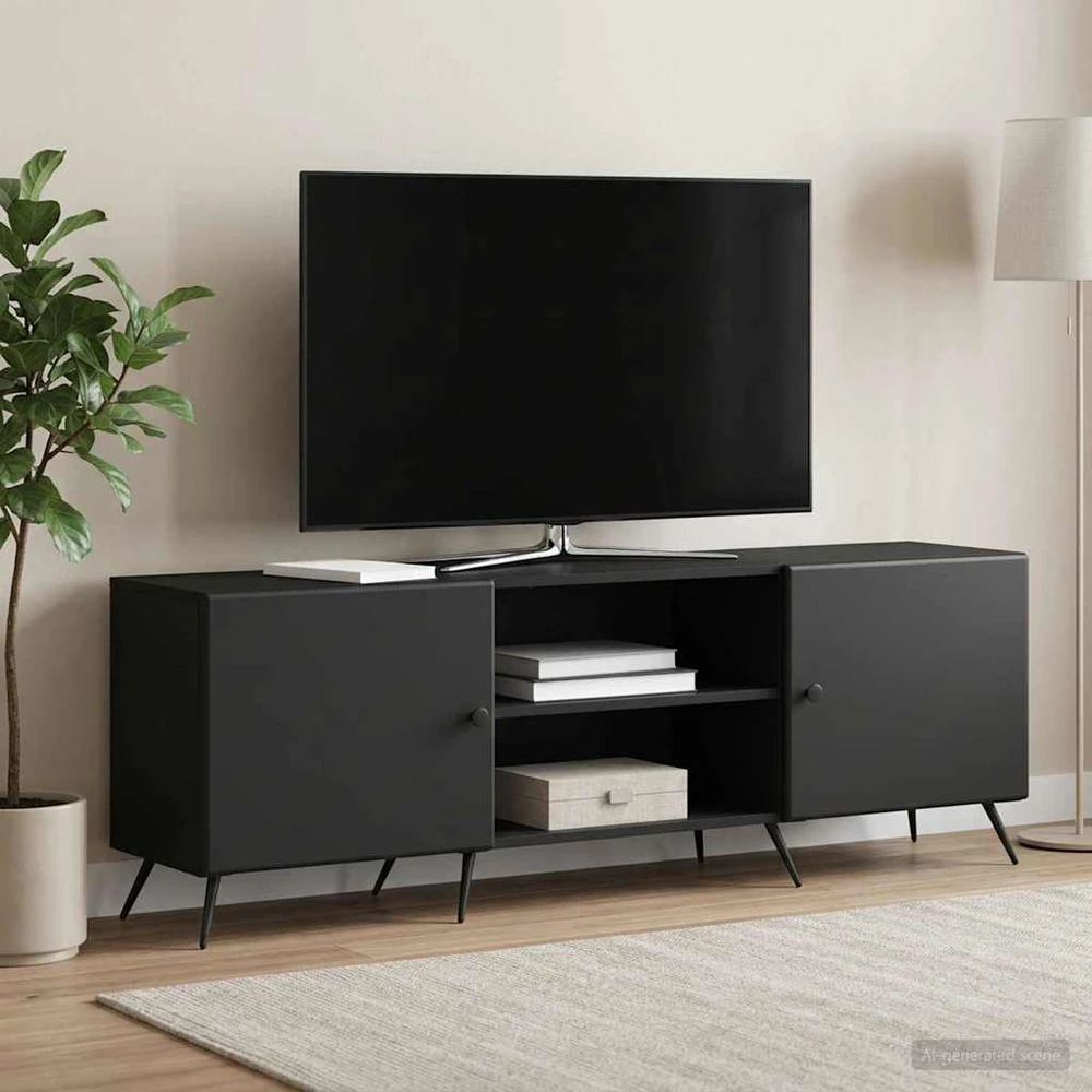 TV staliukas Televizoriaus spintelė 150 x 31 x 50 cm Juoda Apdirbta mediena