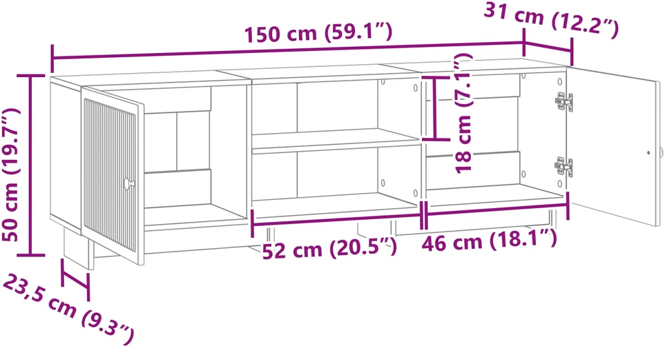 TV staliukas Televizoriaus spintelė 150 x 31 x 50 cm Sendintos medienos