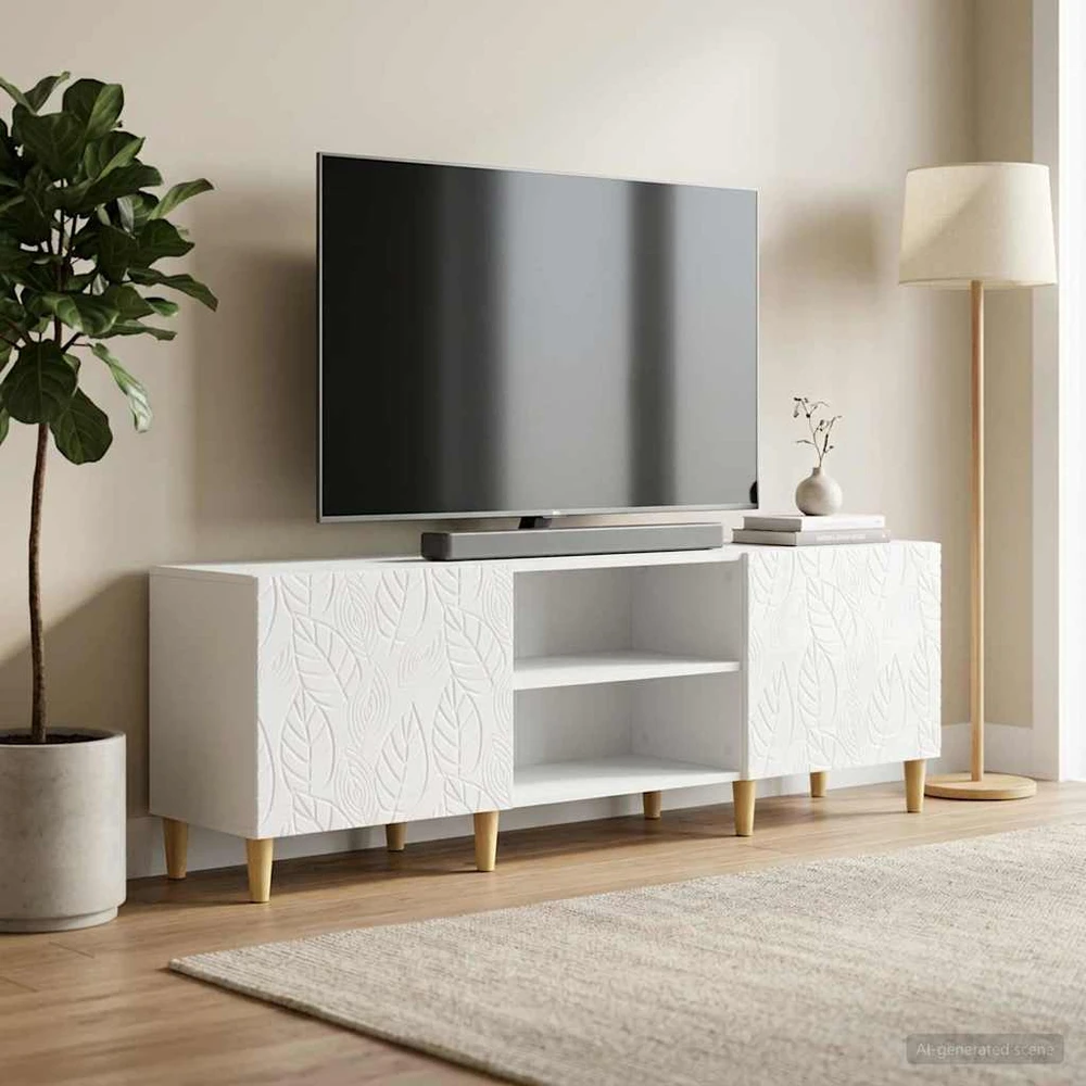 TV staliukas Televizoriaus spintelė 150 x 31 x 50 cm Itin blizgi balta