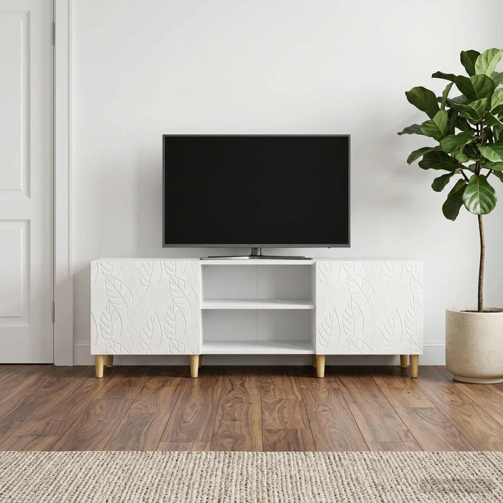 TV staliukas Televizoriaus spintelė 150 x 31 x 50 cm Itin blizgi balta