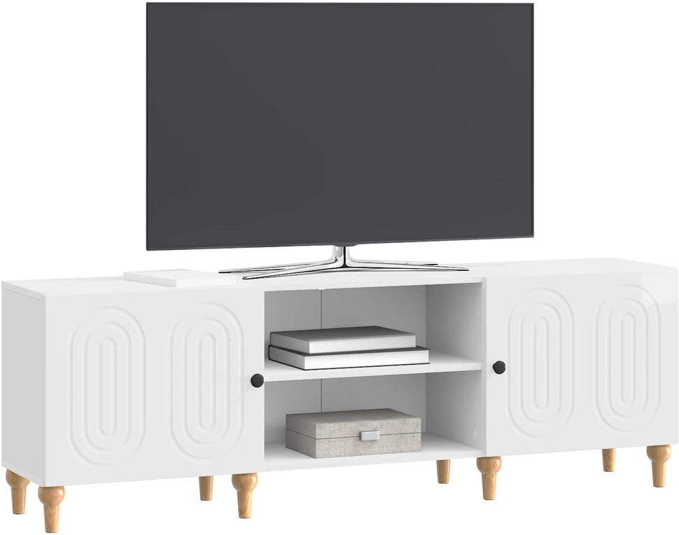 TV staliukas Televizoriaus spintelė 150 x 31 x 50 cm Itin blizgi balta