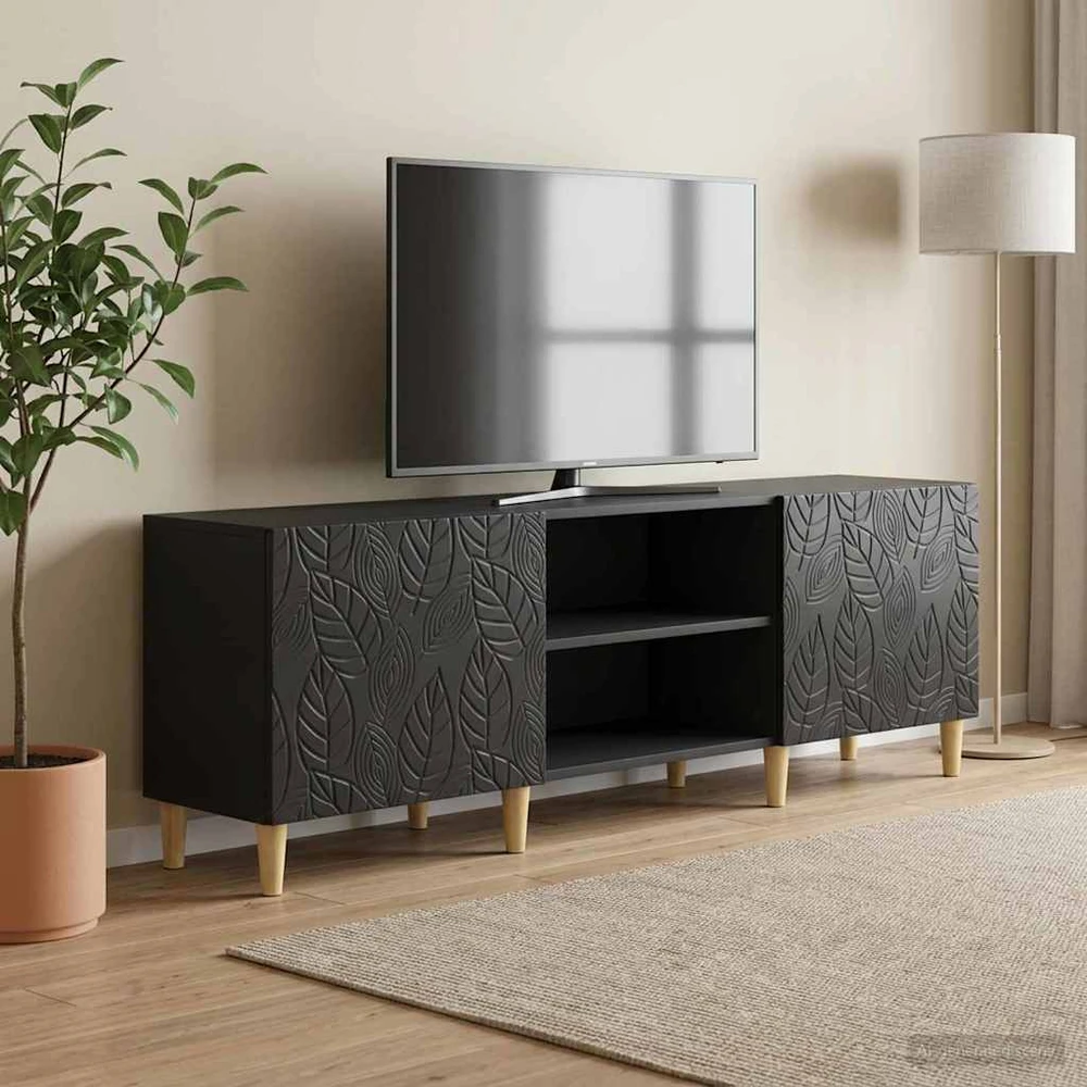 TV staliukas Televizoriaus spintelė 150 x 31 x 50 cm Juoda Apdirbta mediena