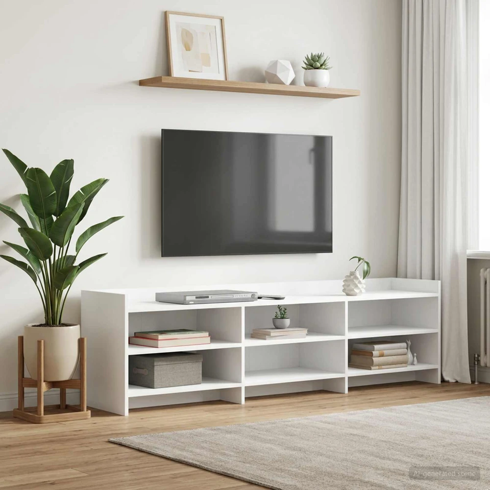TV staliukas Televizoriaus spintelė 168 x 33 x 47 cm Balta Apdirbta mediena