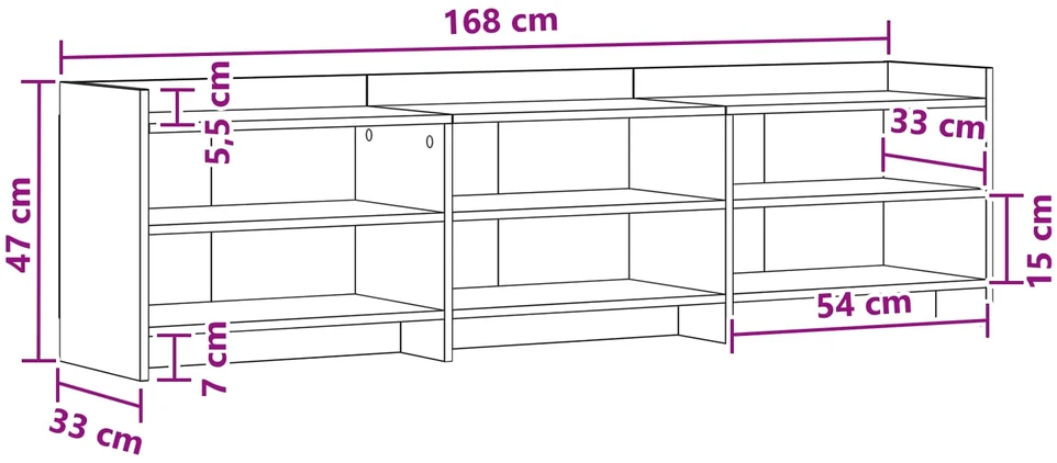 TV staliukas Televizoriaus spintelė 168 x 33 x 47 cm Artisano ąžuolo