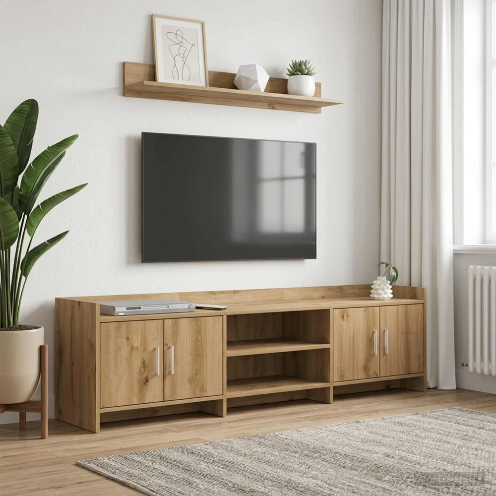 TV staliukas Televizoriaus spintelė 168 x 33 x 47 cm Artisano ąžuolo