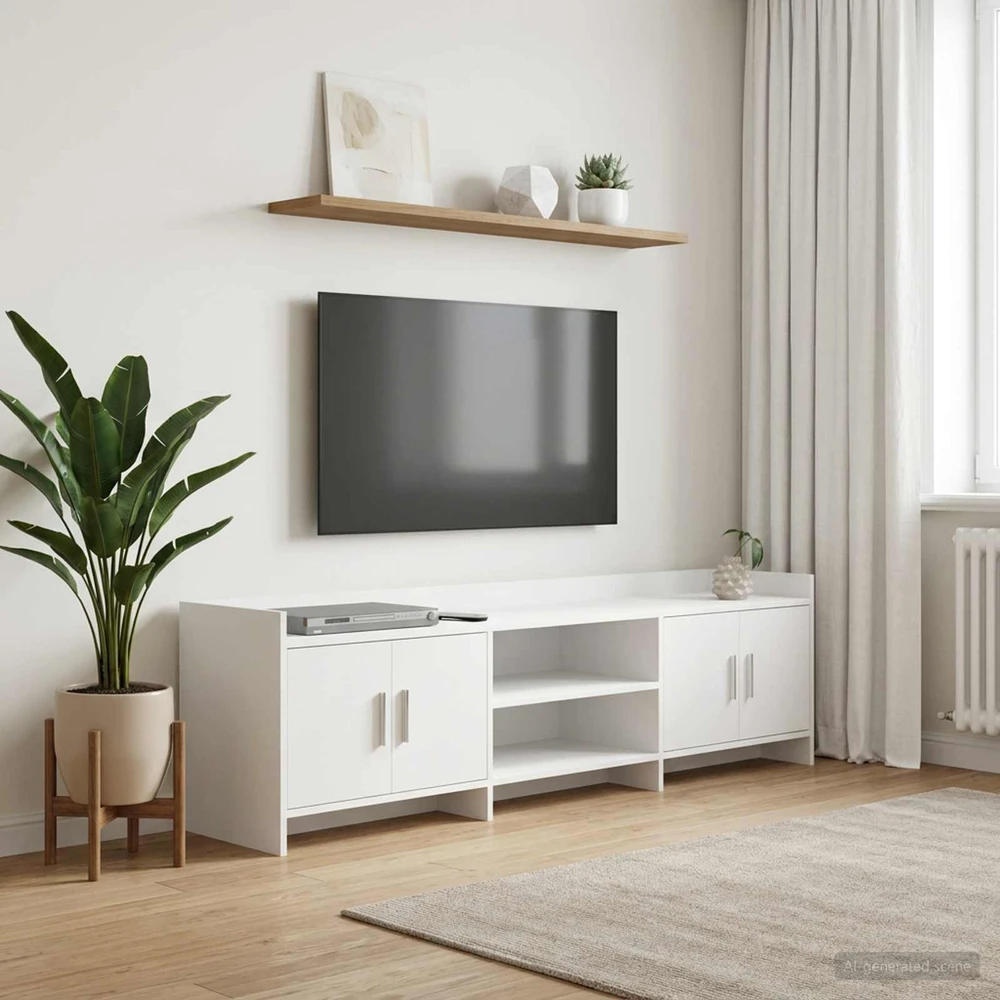 TV staliukas Televizoriaus spintelė 168 x 33 x 47 cm Balta Apdirbta mediena