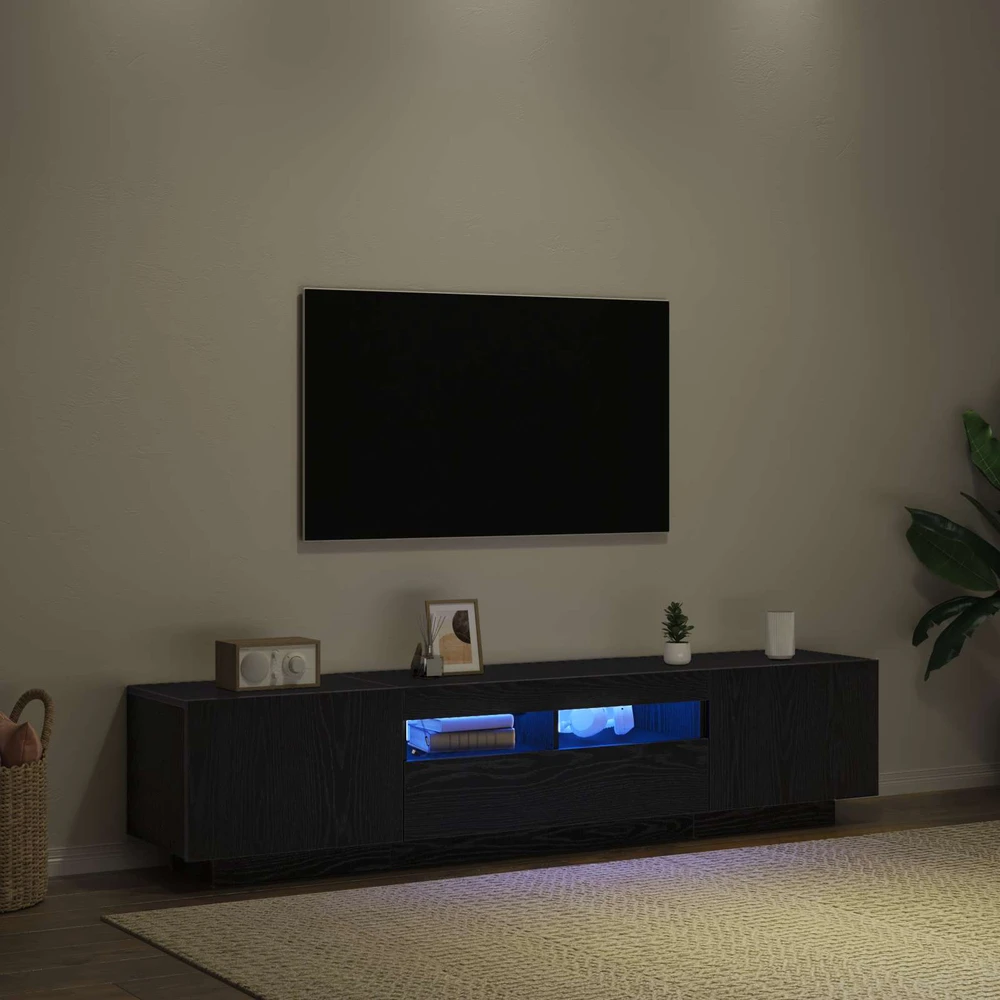 TV staliukas TV spintelių komplektas 2 vnt. Juoda Apdirbta mediena