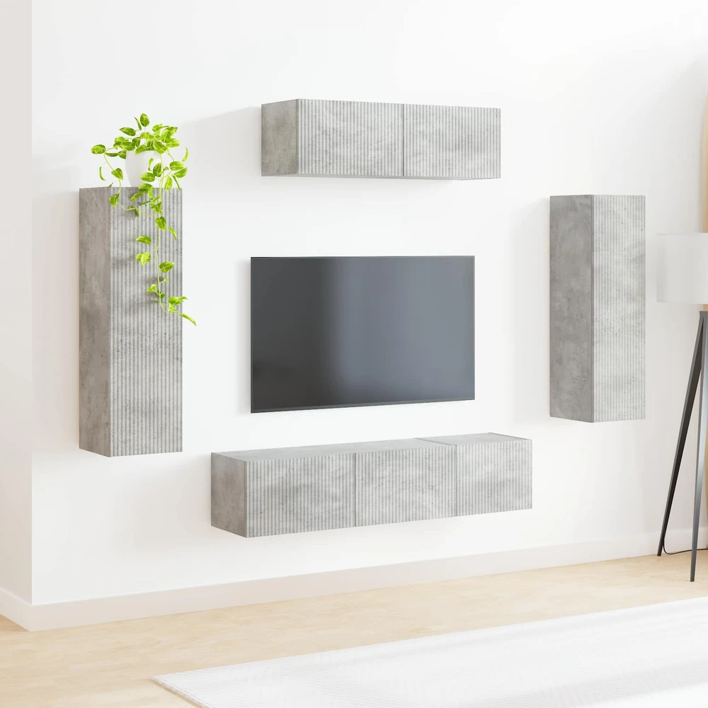 TV staliukas Televizoriaus spintelė 5 vnt. Betono pilka