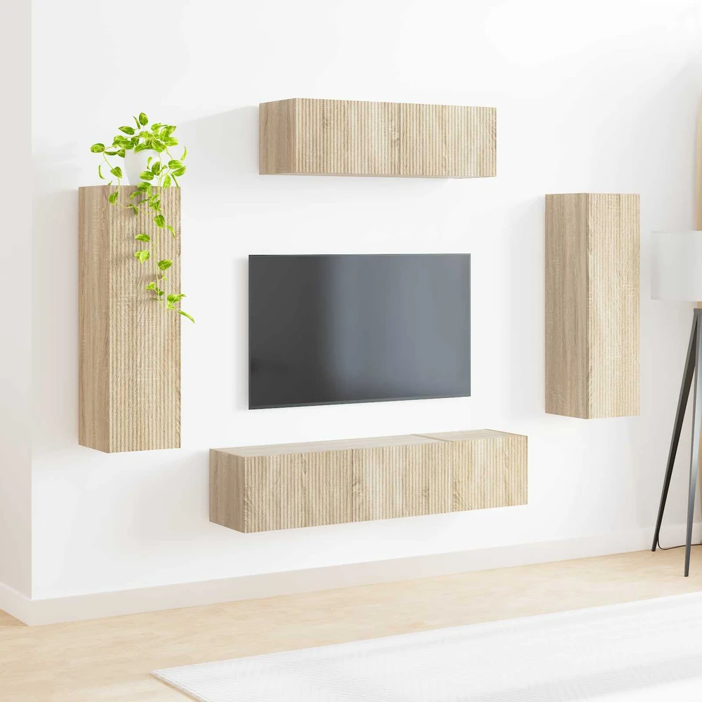 TV staliukas Televizoriaus spintelė 5 vnt. Sonoma ąžuolas