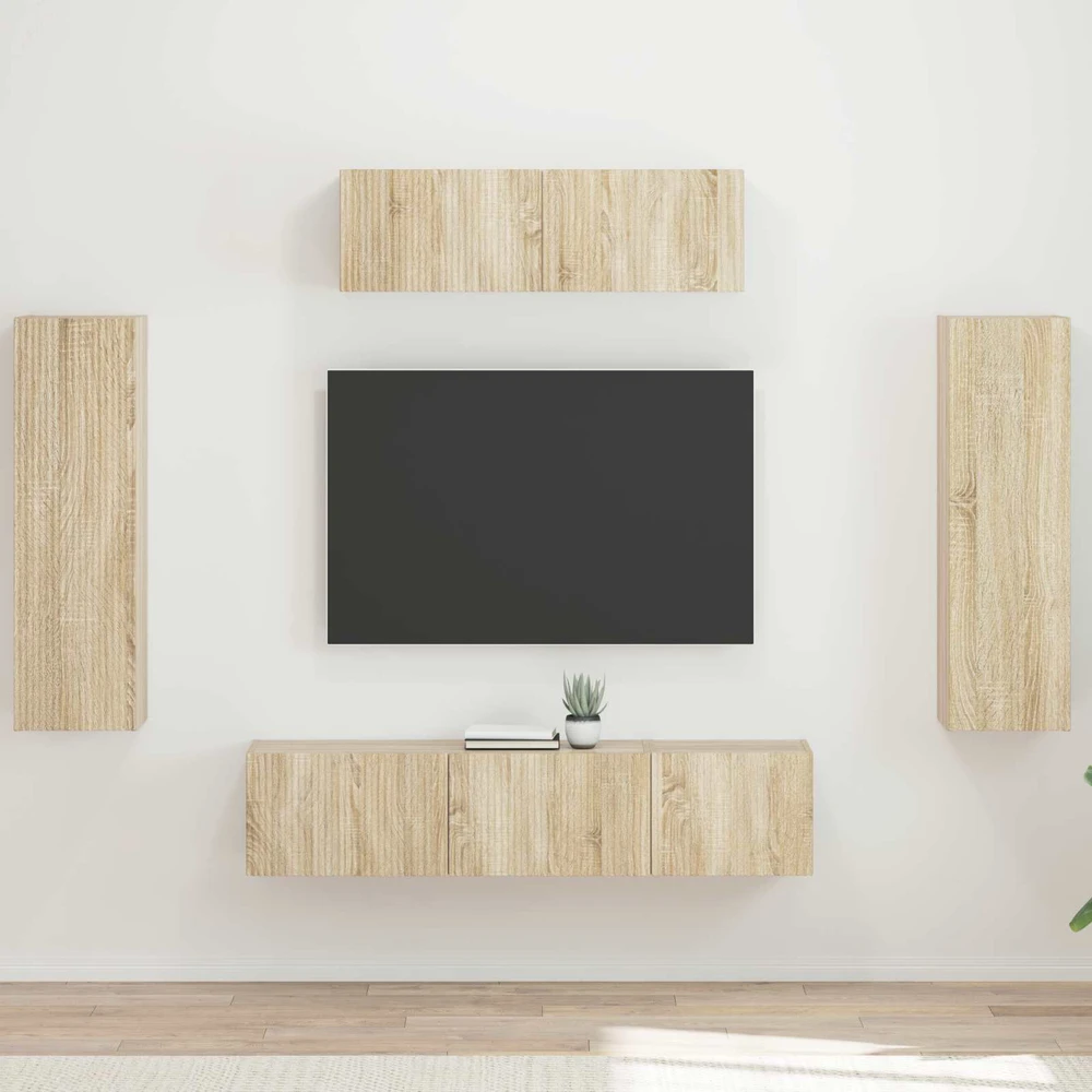 TV staliukas Televizoriaus spintelė 5 vnt. Sonoma ąžuolas