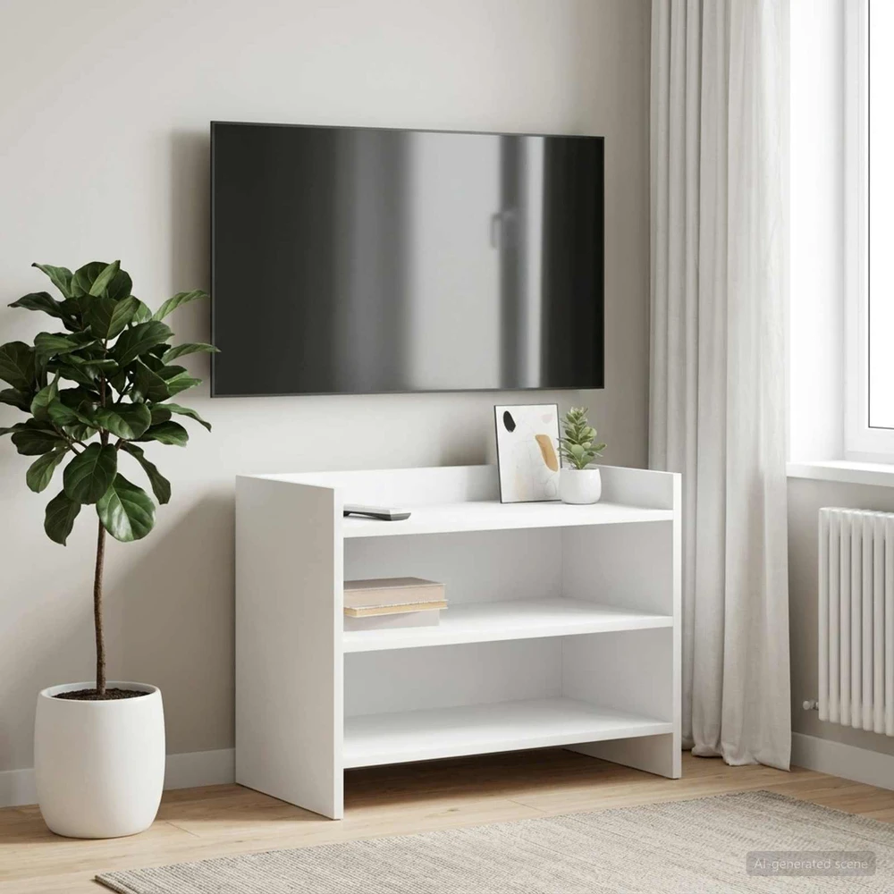 TV staliukas Televizoriaus spintelė 60 x 33 x 47 cm Balta Apdirbta mediena