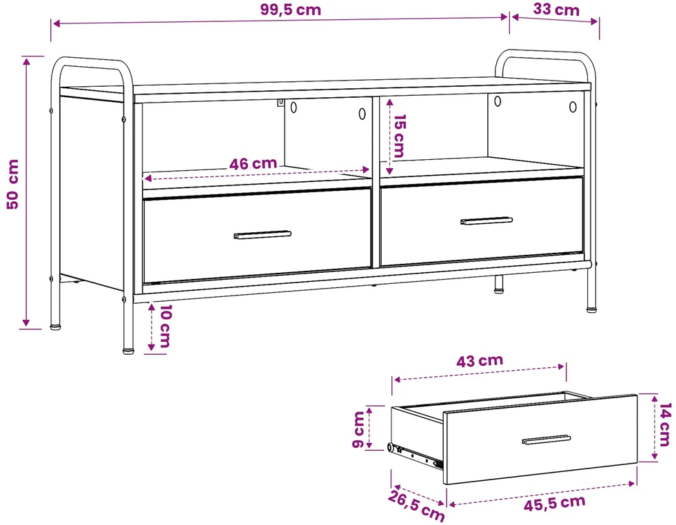 TV staliukas Televizoriaus spintelė 67,5 x 33 x 50 cm Sendintos medienos