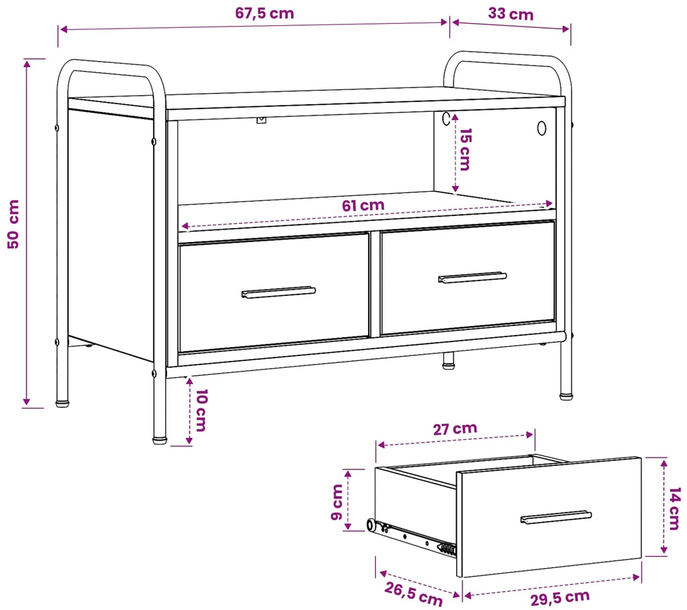 TV staliukas Televizoriaus spintelė 67,5 x 33 x 50 cm Juodojo ąžuolo