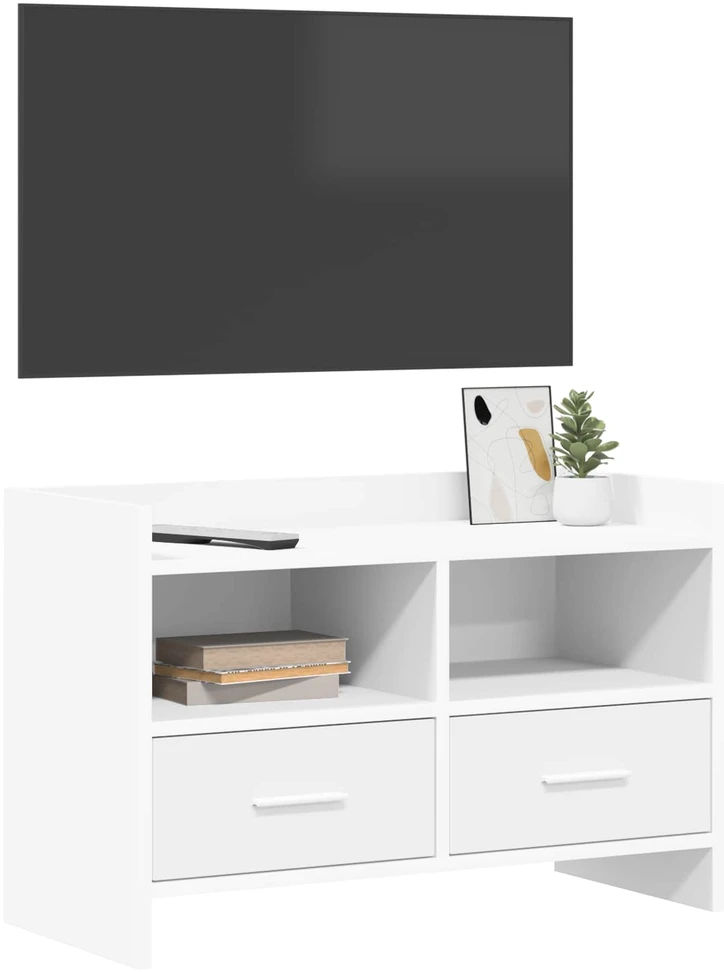 TV staliukas Televizoriaus spintelė 71,5 x 33 x 47 cm Balta Apdirbta mediena