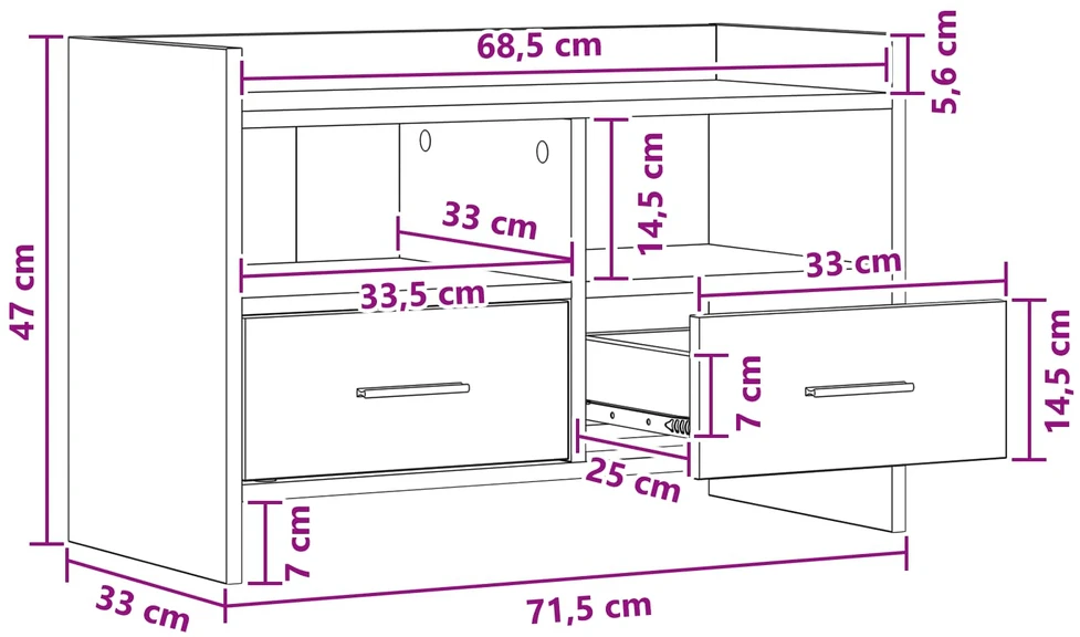 TV staliukas Televizoriaus spintelė 71,5 x 33 x 47 cm Pilka Sonoma
